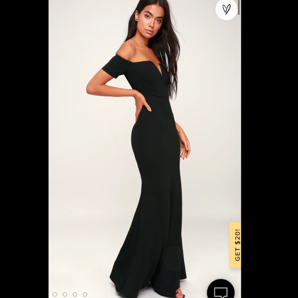 Lulus formal black off-the-shoulder maxi dress
